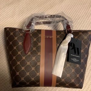Nine West Paisley Purse.   New Brown Logo/Merlot